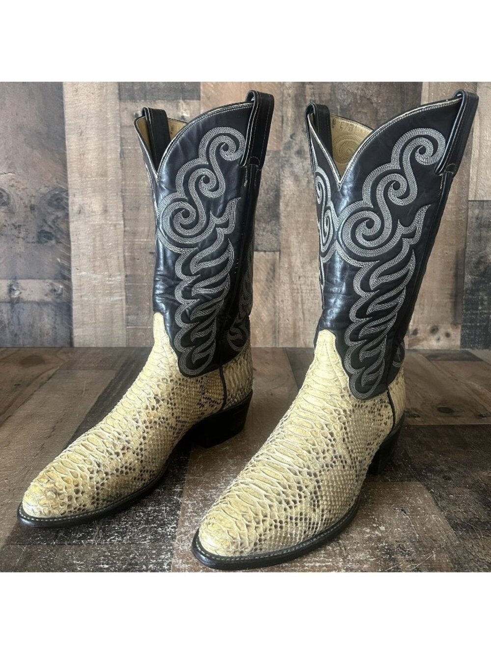 Tony Lama Vintage Gold Label Snakeskin Western Cowboy Boots Mens 9.5 D